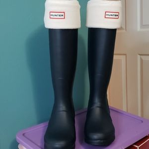 Hunter Boots Tall Navy Blue w/ Fleece Inserts